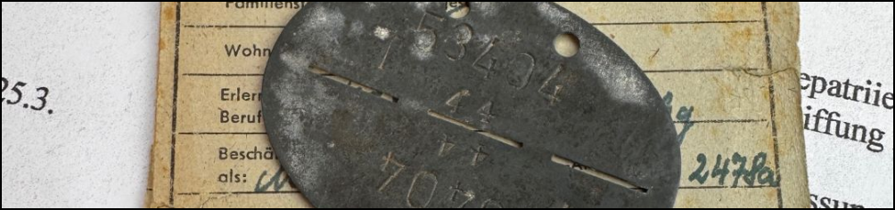 Helmut, die Fallschirmtruppe und eine Erkennungsmarke: 53404 / 44